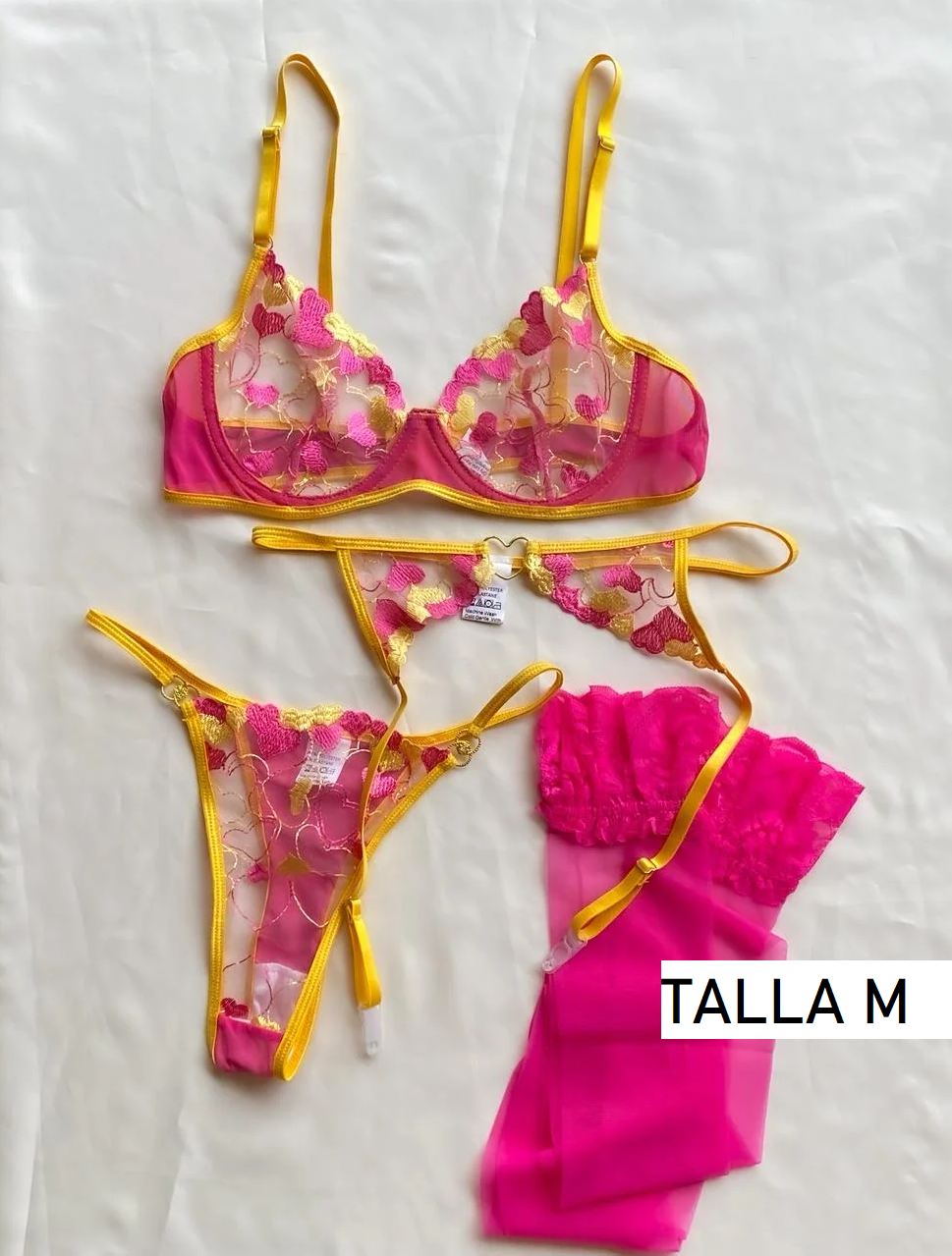Set rosa en encaje 2603108