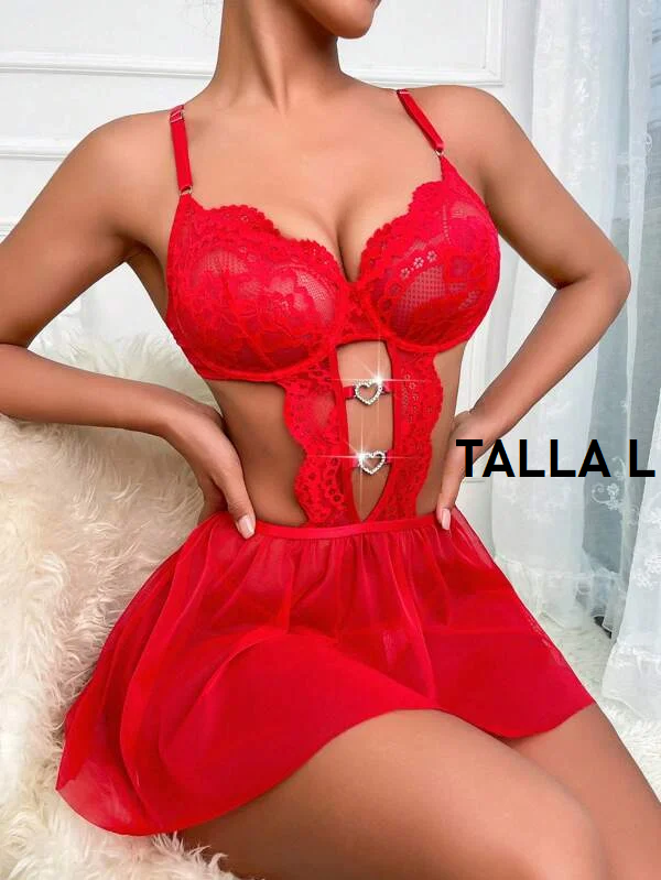 Babydoll rojo en encaje 260317