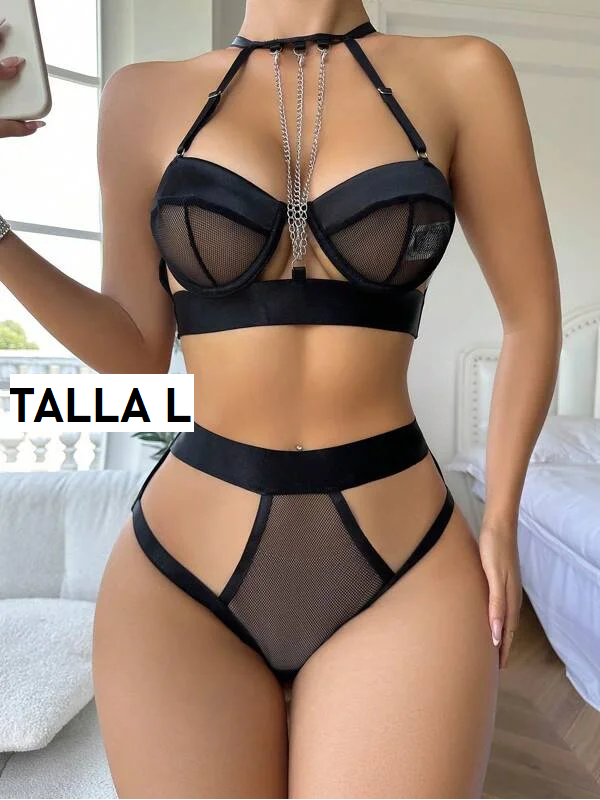 Conjunto negro en liguero 270306