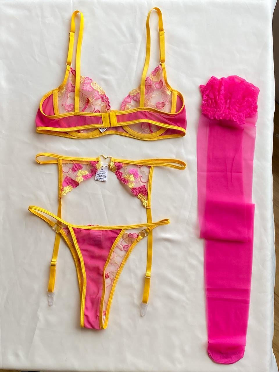 Set rosa en encaje 2603108