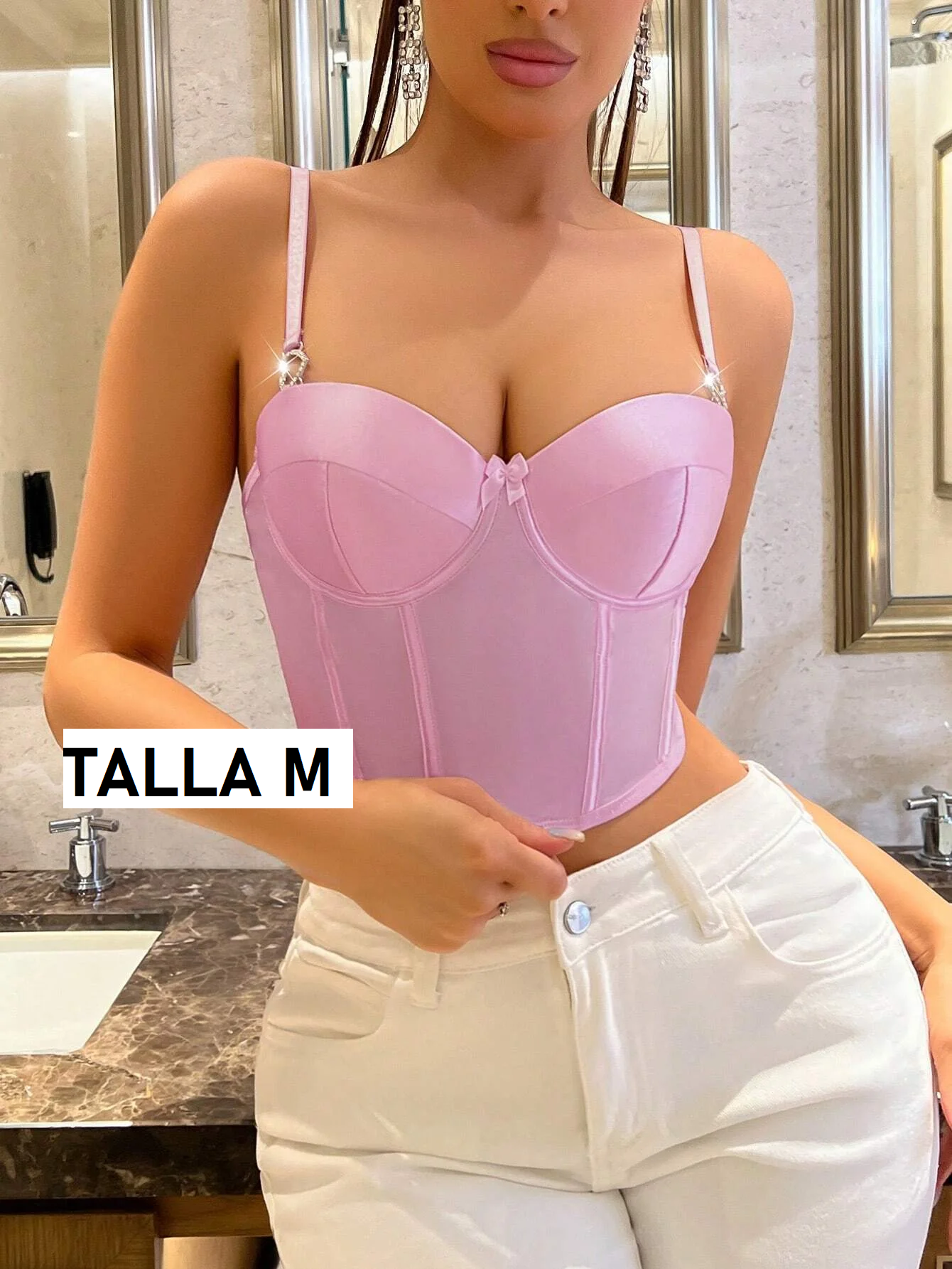 Bustier rosa en nylon 240701