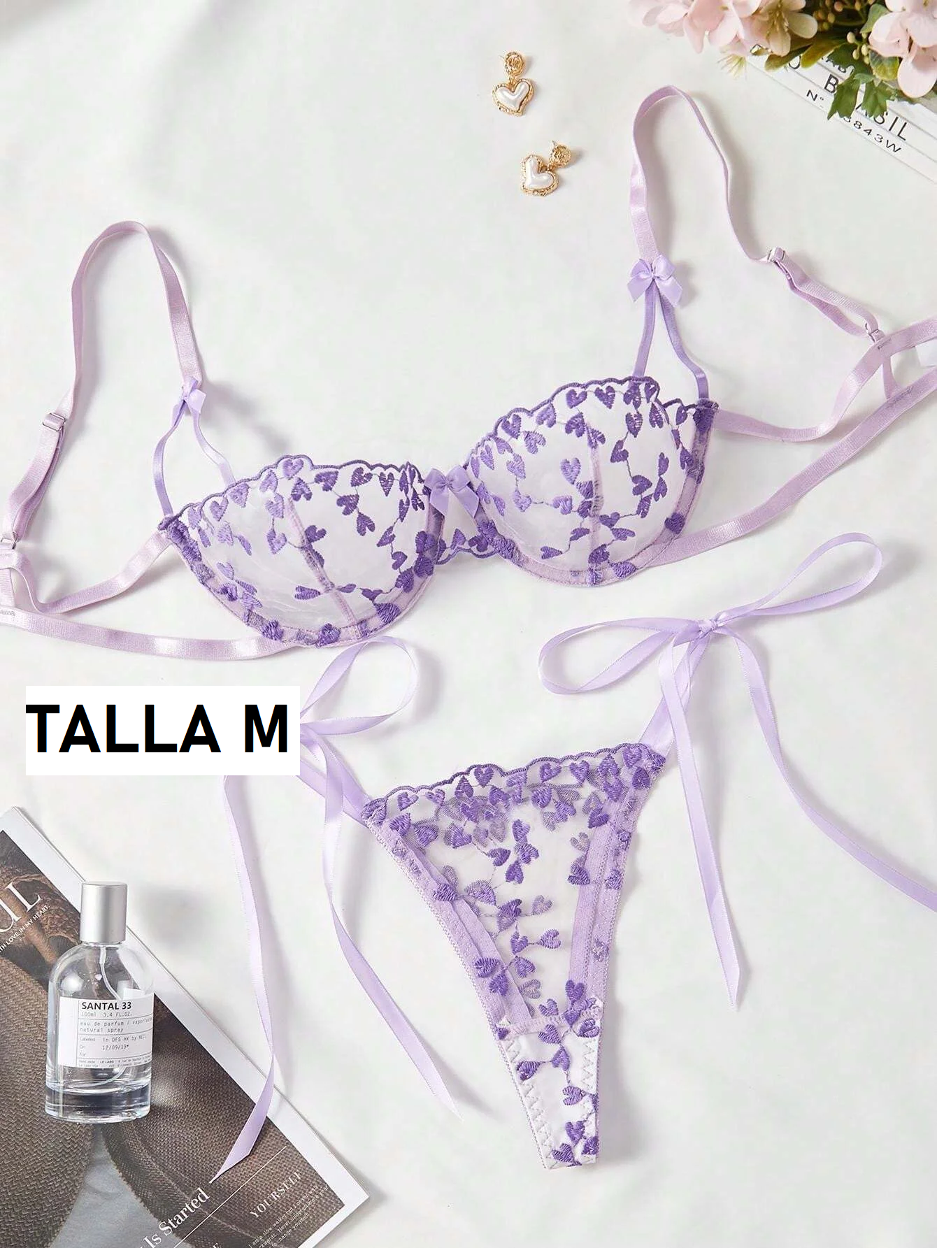 Conjunto en encaje lila 260801