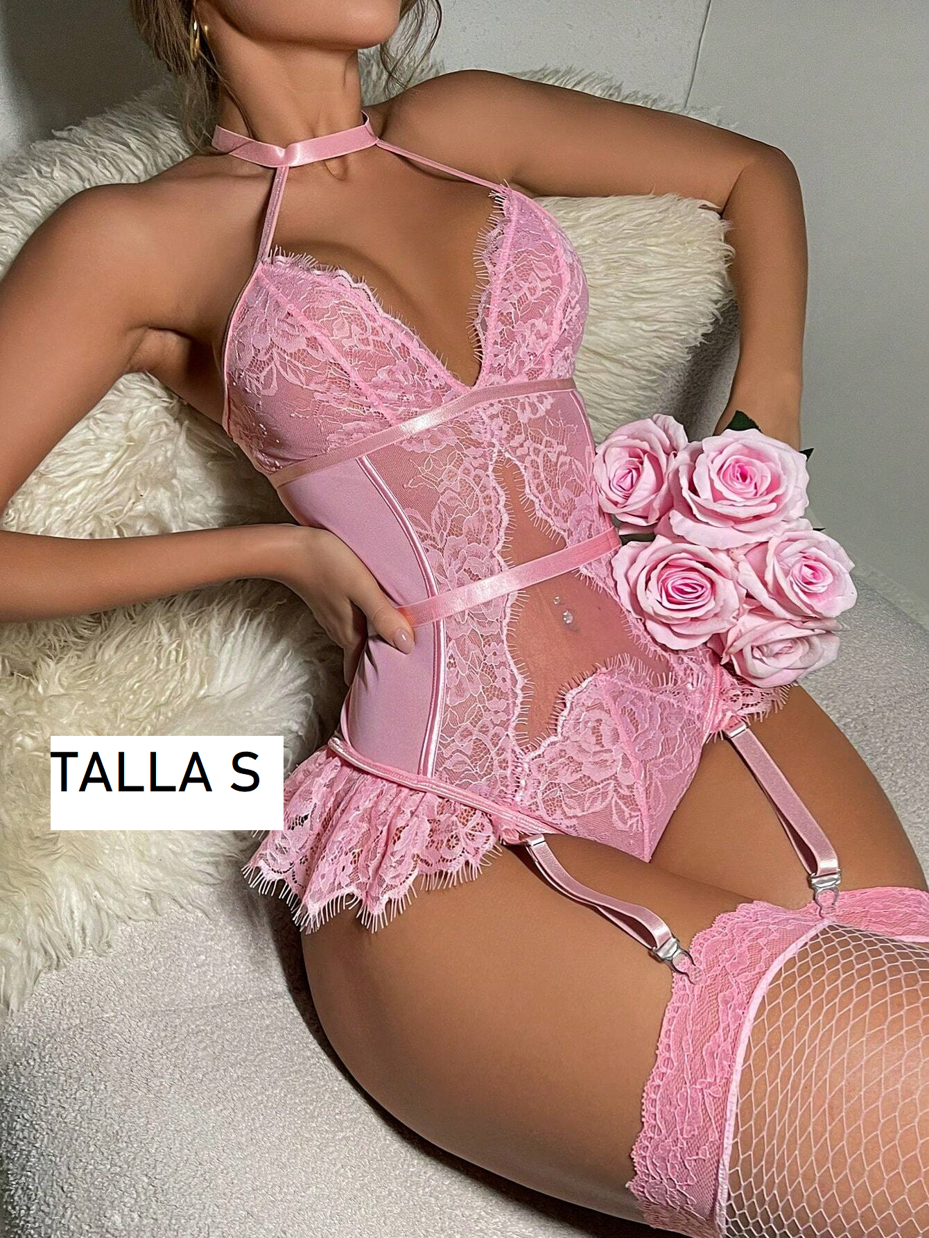 Body en encaje rosa 150701