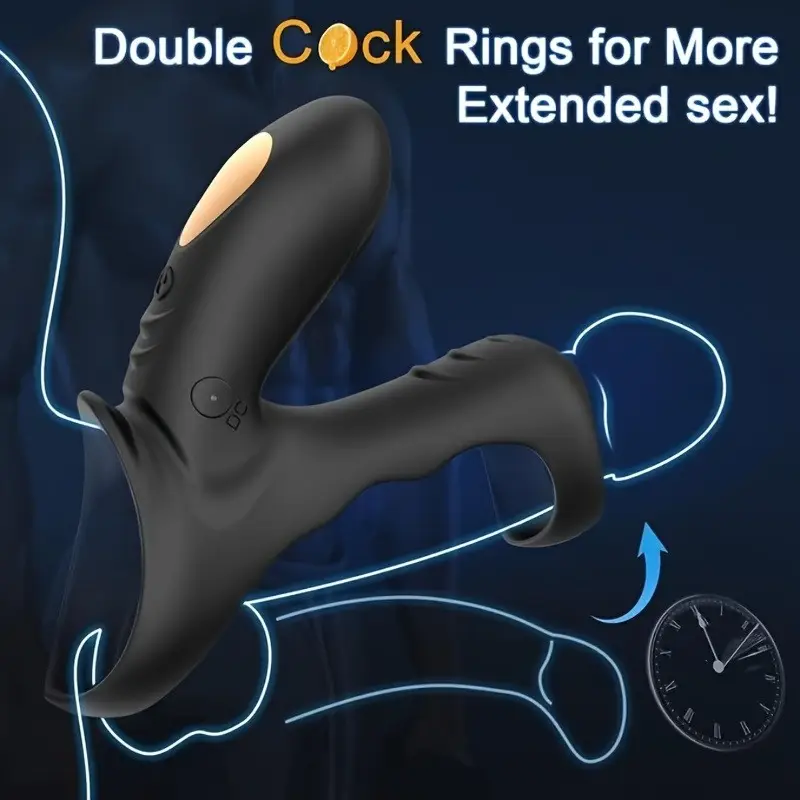 Lencería Ecuador 18 Anillo Vibrador con Estimulador de Clítoris 9 Modos Vibración