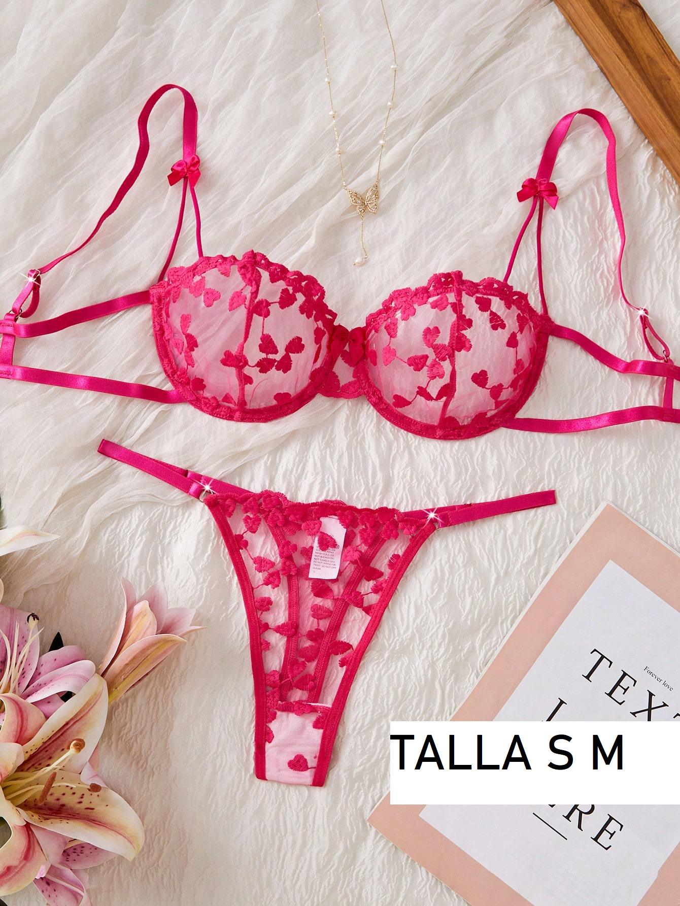 Lencería de Nylon 17 Conjunto de corazones 151201