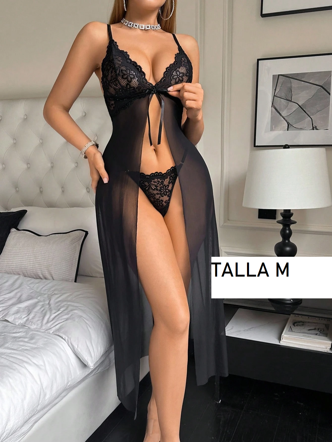 Lencería de Nylon 157 Conjunto negro 081203