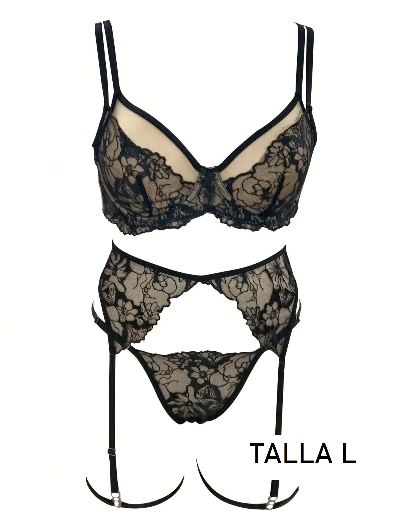 Lencería de Nylon 45 Set con liguero 111206