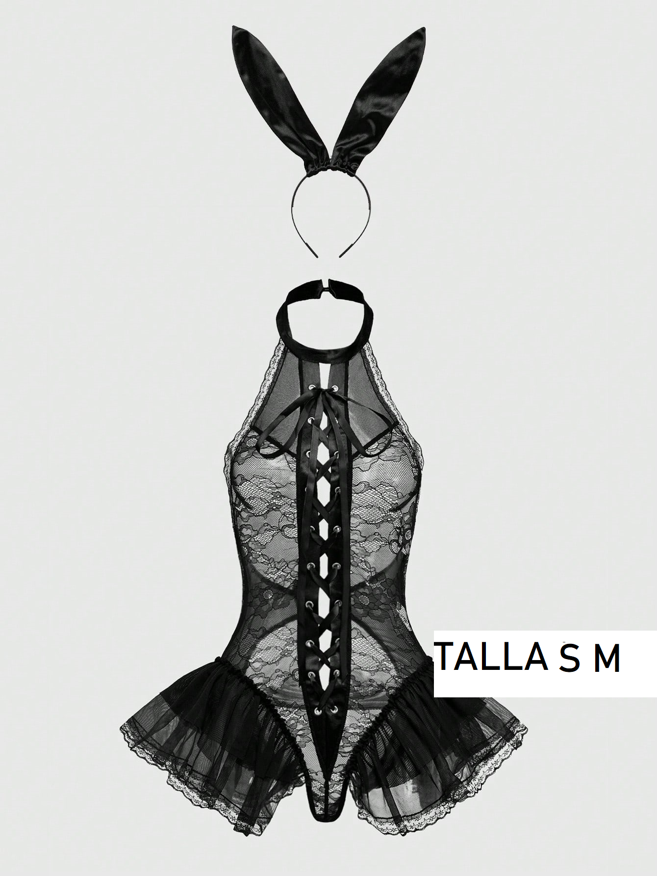 Lencería de Nylon 129 Disfraz de conejita en negro 081205
