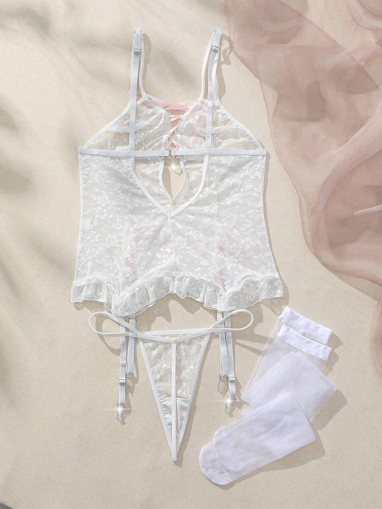 Lencería de Nylon 126 Set n blanco 081204 sin varilla