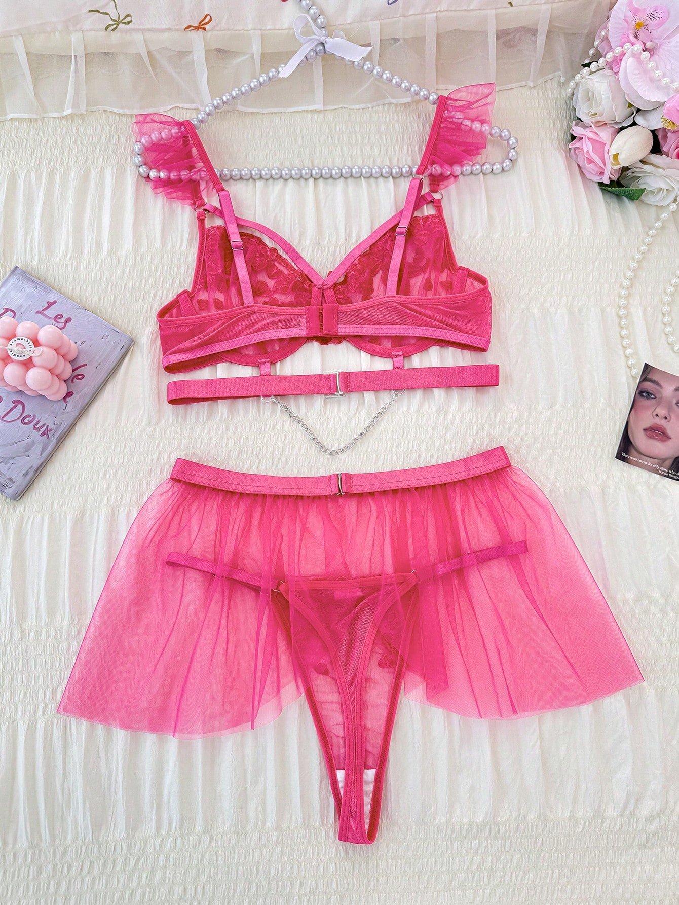 Set en rosa corazones 300301