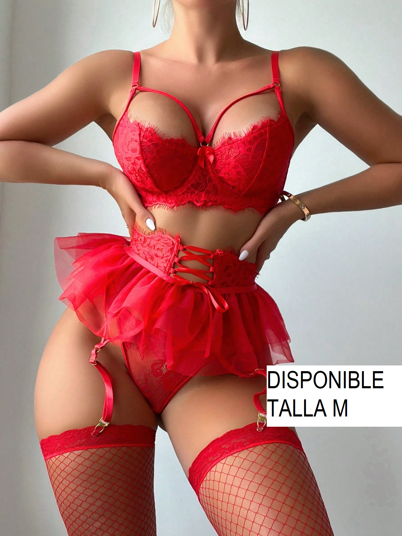 Set en encaje rojo 250301