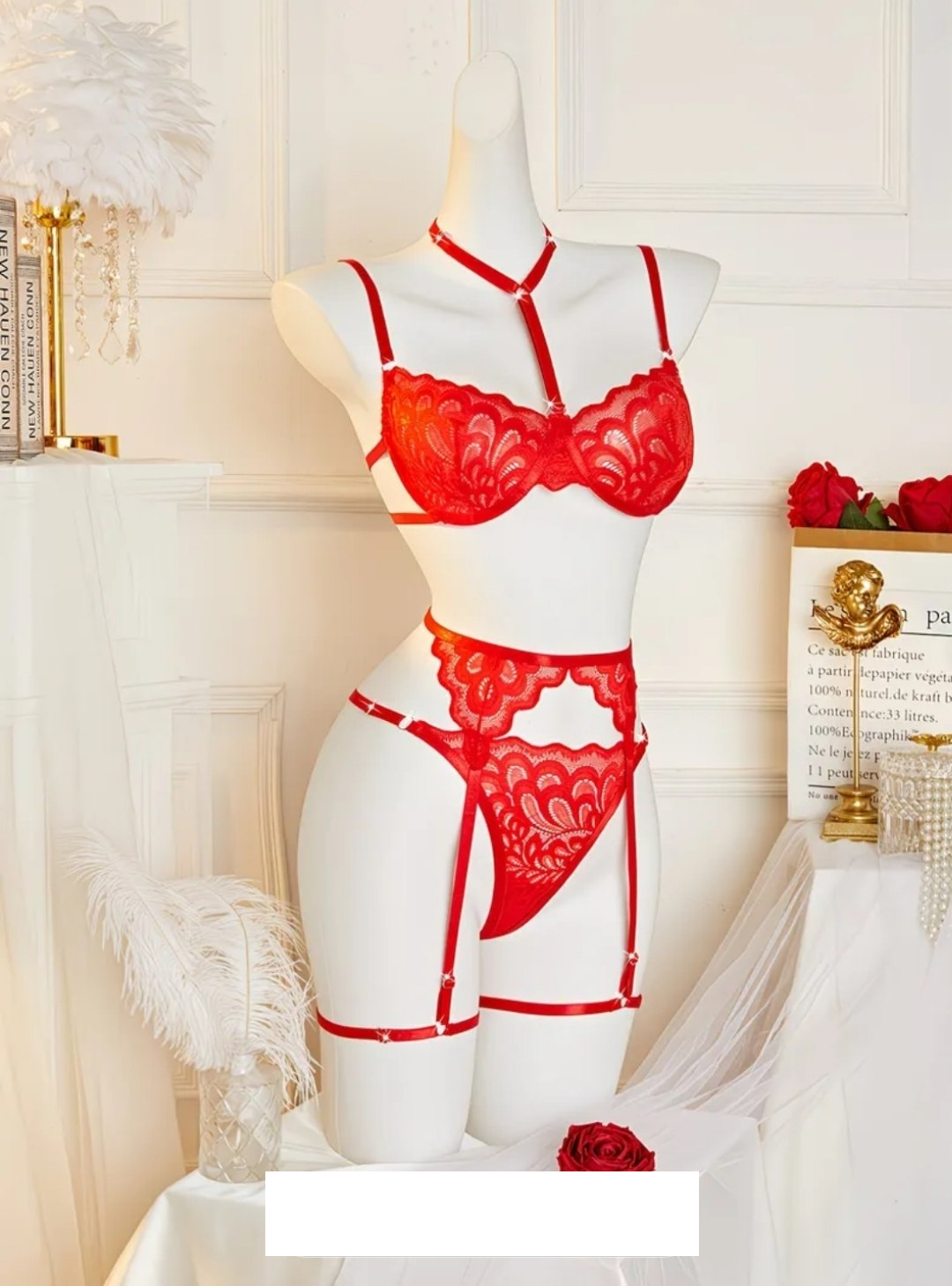 Set con liguero en rojo 040501