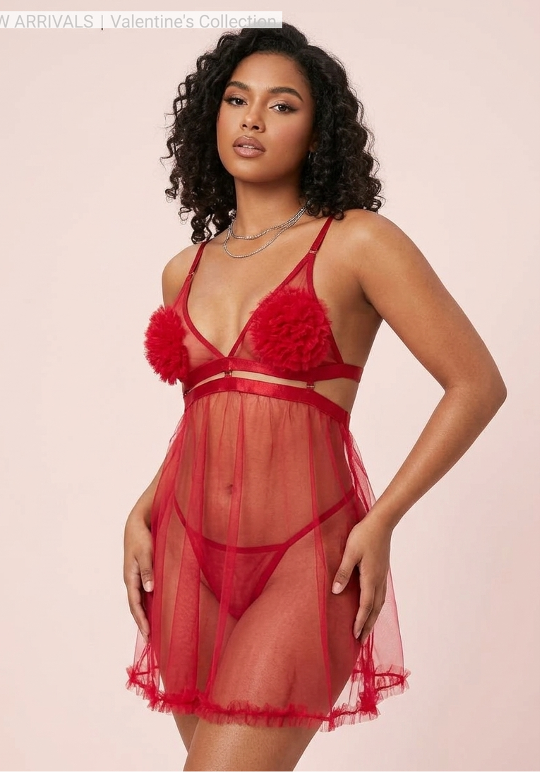Babydoll con panty vino