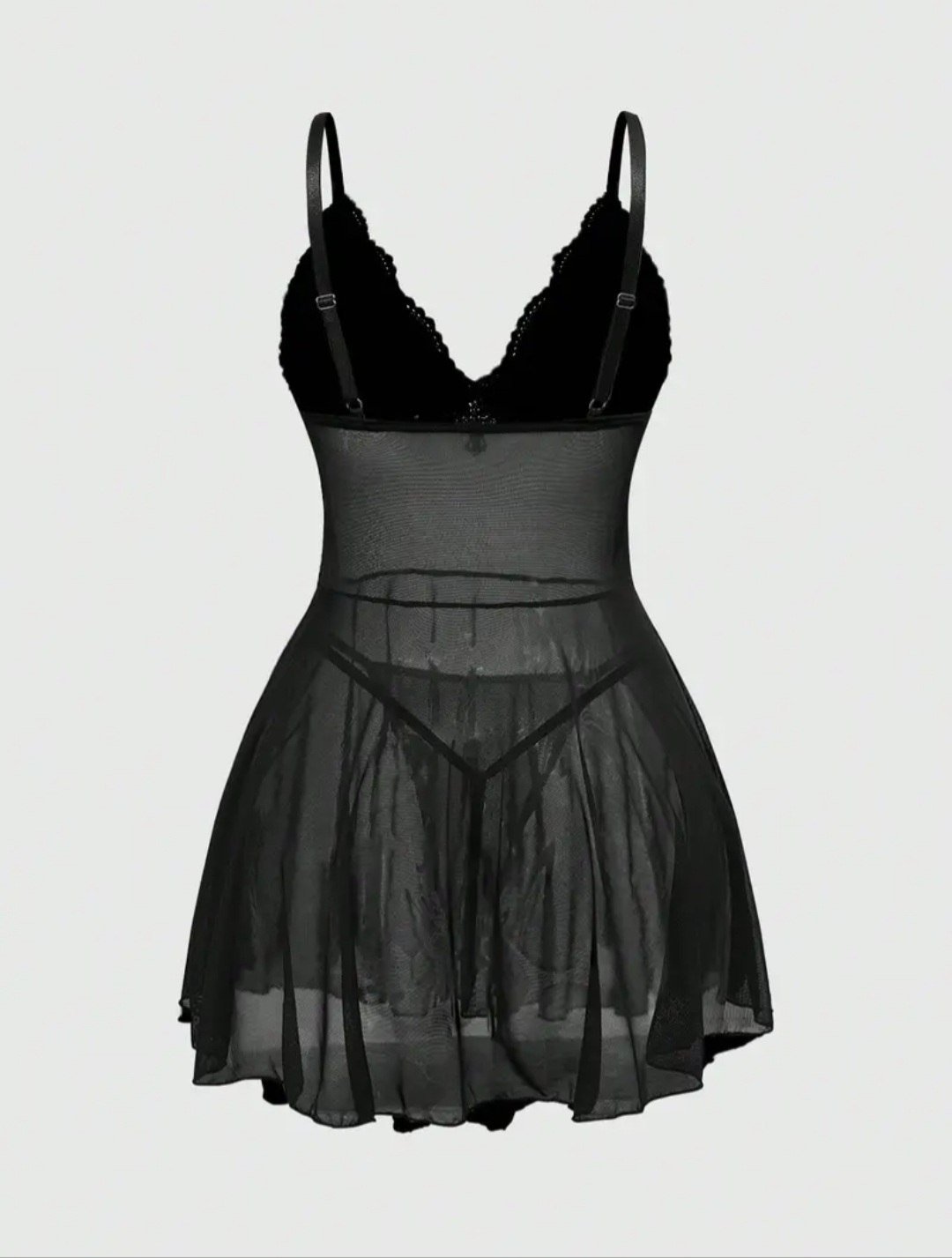 Babydoll con panty en negro 9894511