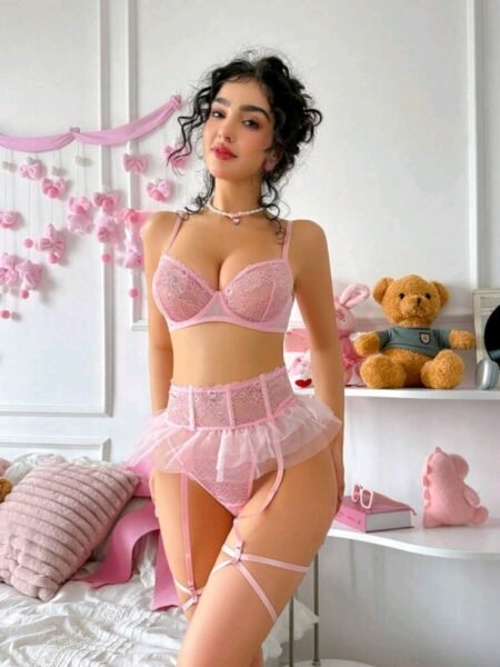 Set en rosa con liguero 120334