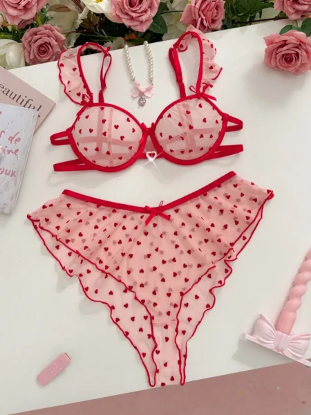 Conjunto estilo pijama de corazones 150701